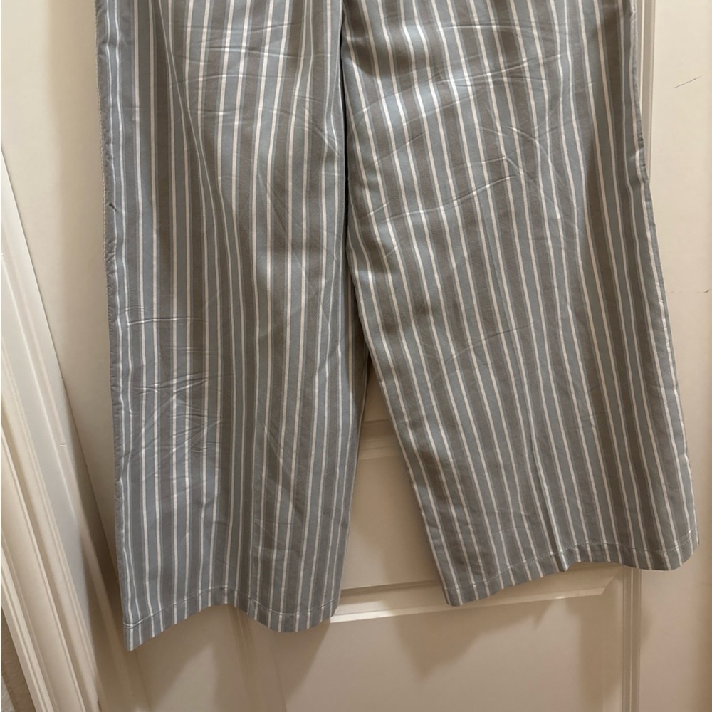 Lafayette 148 Blue And Gray Fulton Elixir Stripe Crop Wide Leg Pants Culotte - Picture 6 of 6